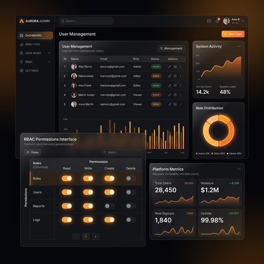 Dashboards & Painéis Admin